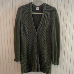 CAbi olive green cardigan sweater